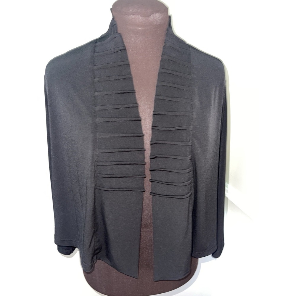 Susan Graver Shrug Open Cardigan‎ Black Plus Size 2X